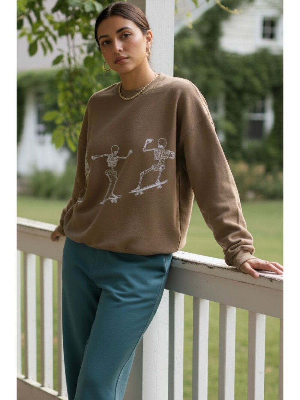 Skateboard Skeleton Graphic Oversized Sweatshirt Alternative Streetwear